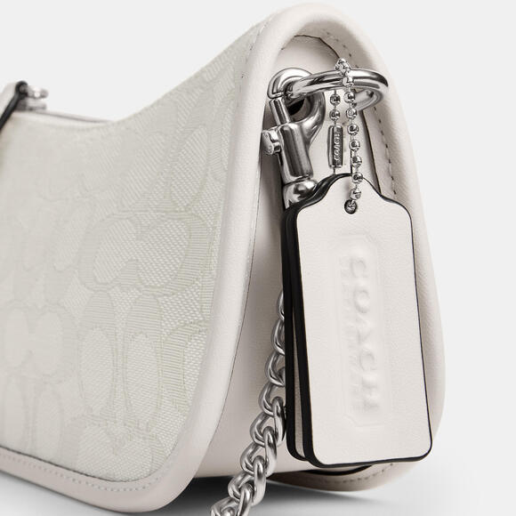 ⭐️ Coach NWT Chalk Swinger Bag 20 With Silver Chain In Signature Jacquard - Picture 5 of 10